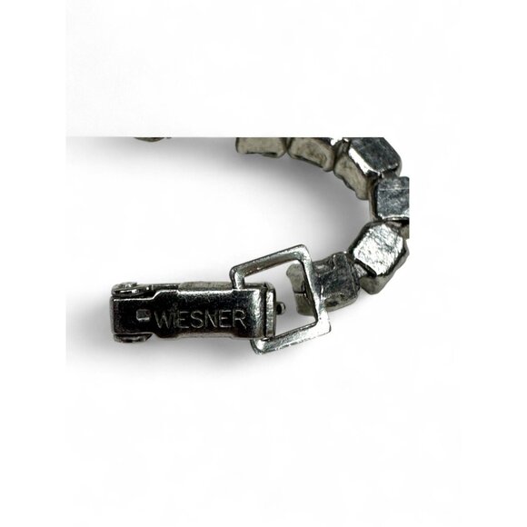 Joseph Wiesner Vintage Rhinestone Bracelet 6.25" Yellow Clear Stones - Picture 3 of 4